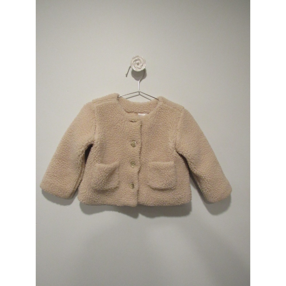Hanna Andersson Kids Sherpa Cardigan Coat Cream Beige Button Front 2T 85cm